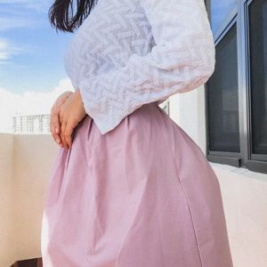 Pink midi puffed skirt
